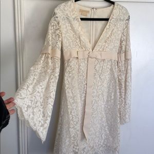 White lace Michael Kors mini dress bell sleeve